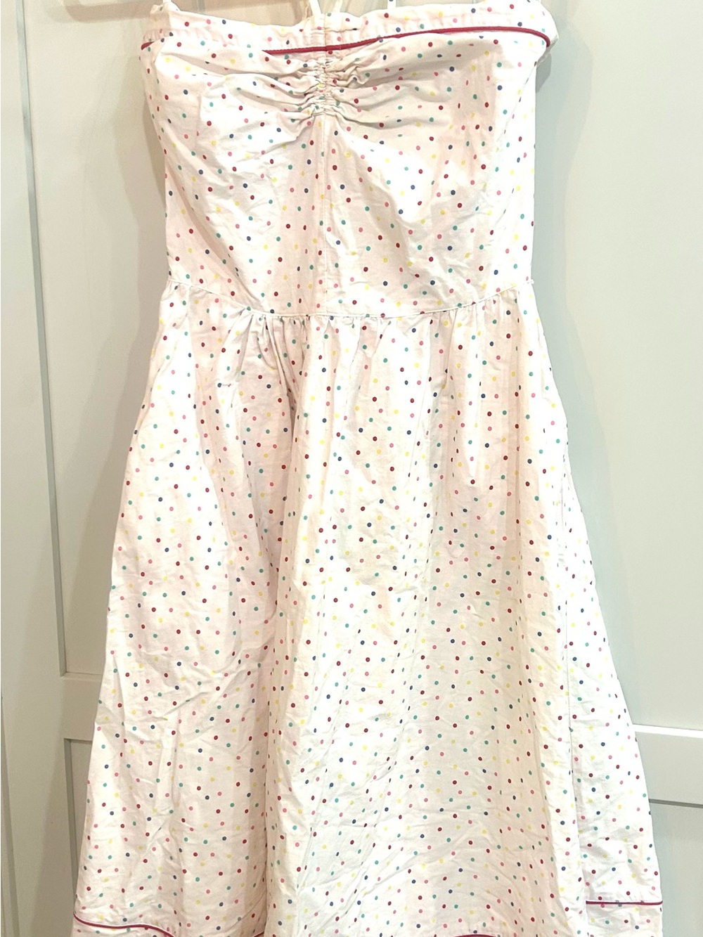 Vintage Esprit White Midi Dress with Multicolor Polka Dots